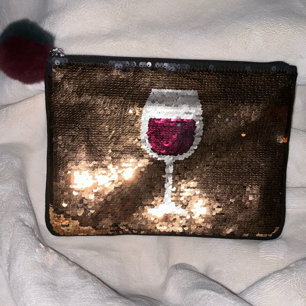 Stella & Dot Sequin Cosmetic Pouch Wine Glass 🍷 - Picture 6 of 16